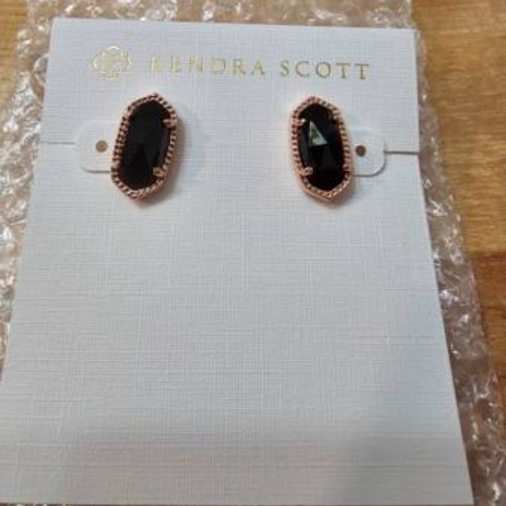 Kendra Scott Black and Rose Gold Stud Earrings (NWOT) - Picture 2 of 3